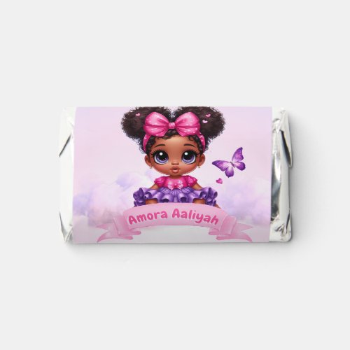 Sweet ONE Afro Puff Baby Girl Purple 1st Birthday  Hersheys Miniatures