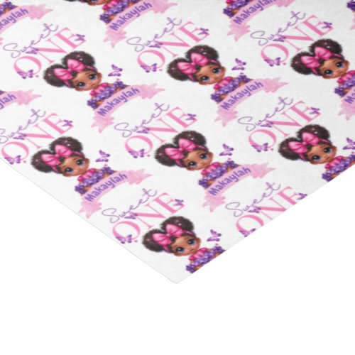 Sweet ONE Afro Puff Baby Girl Purple 1st Birthday  Tissue Paper