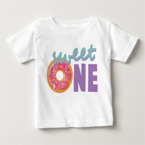 Sweet One Baby Girl First Birthday Donut colorful Baby T_Shirt