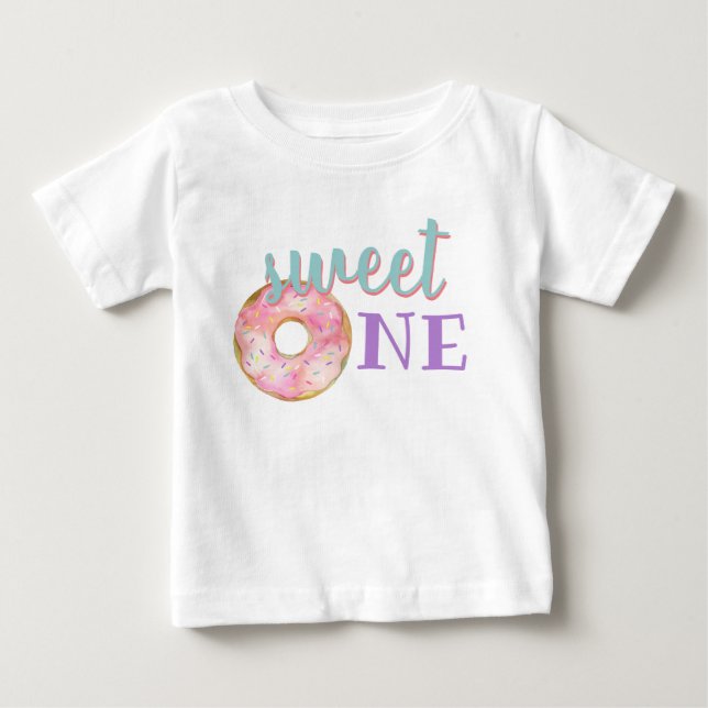 Sweet One Baby Girl First Birthday Outfit Donut Baby T-Shirt (Front)