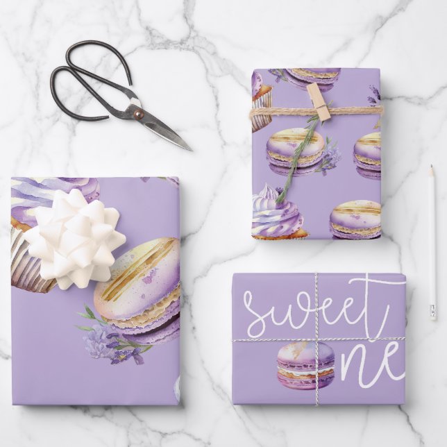 Sweet One Beautiful Purple Sweets  Wrapping Paper Sheets (Front)