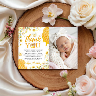 Sweet One Bee Photo Thank You Card