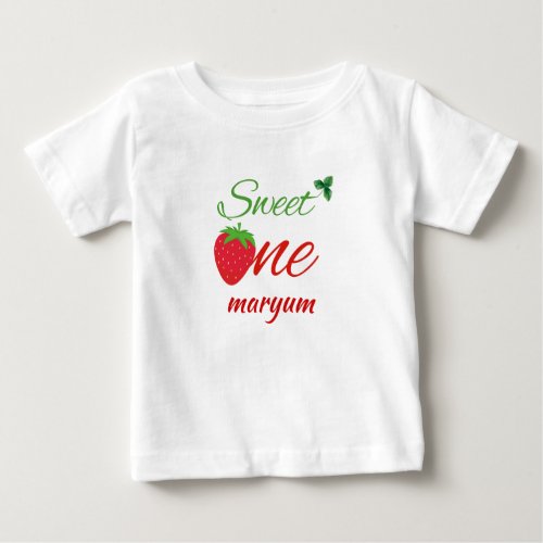 Sweet One Berry first Birthday Baby name Baby T_Shirt