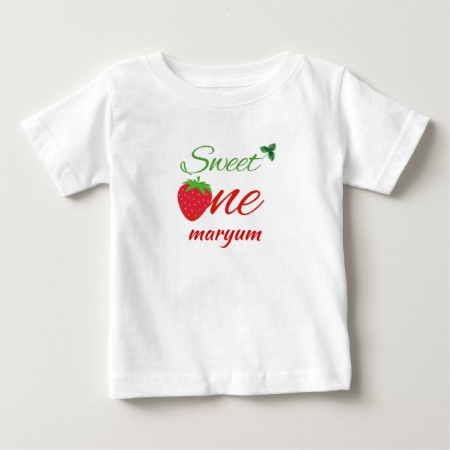 Sweet One Berry first Birthday Baby name Baby T-Shirt (Front)
