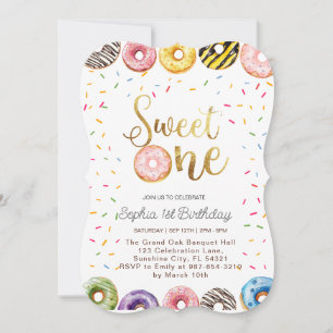 Sweet One Birthday Invitation, 1st Birthday Girl  Invitation