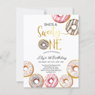 Sweet One Birthday Invitation, 1st Birthday Girl  Postcard