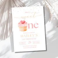 Sweet One Birthday Invitation Cupcake 1st Birthday