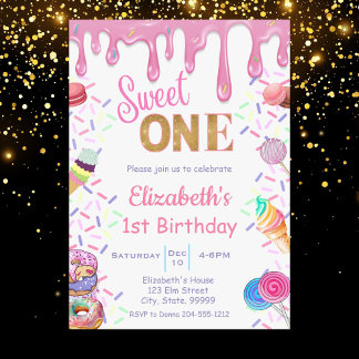 Sweet One Birthday Invitation for Girl  