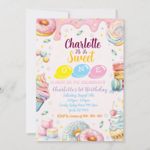 Sweet One Birthday Invitation Invitation