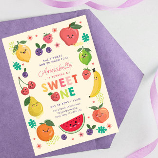 Sweet One Birthday invite, Girls 1st Party Invite