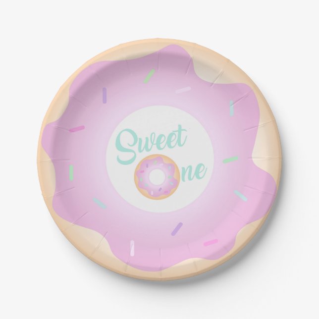 Sweet One Birthday Party Donut Plates (Front)