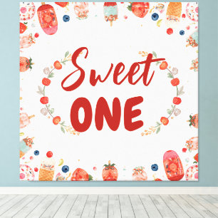 Sweet One Birthday Strawberry Donut Ice Cream 1st Canvas Print