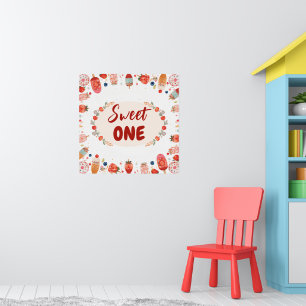 Sweet One Birthday Strawberry Donut Ice Cream 1st Poster