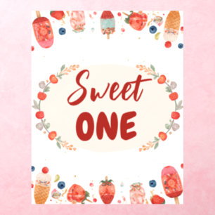 Sweet One Birthday Strawberry Donut Ice Cream 1st Wall Decal