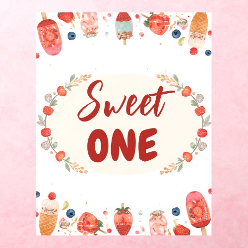 Sweet One Birthday Strawberry Donut Ice Cream 1st Wall Decal
