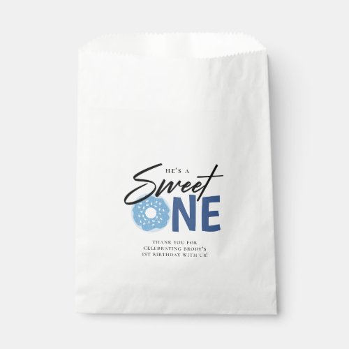 Sweet ONE Blue Doughnut Theme 1st Birthday Party Favor Bag