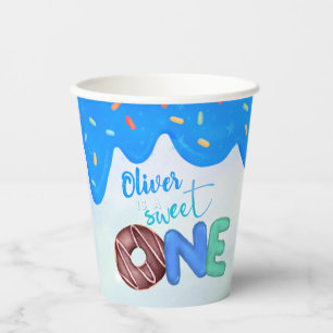 Sweet One blue Frosting boy's First Birthday Paper Cups