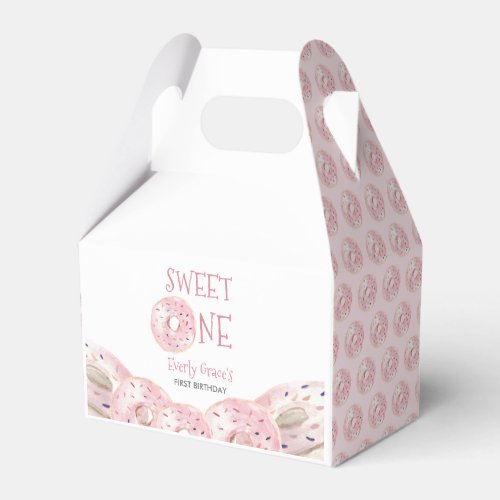Sweet One Boho Watercolor Donut theme 1st birthday Favor Boxes