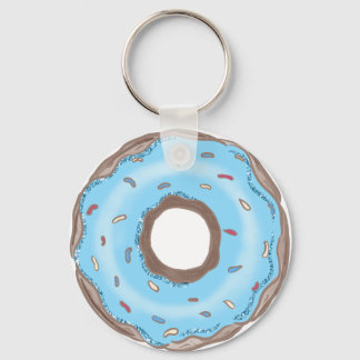 Sweet One Boy Blue Donut Birthday Favors Button Keychain
