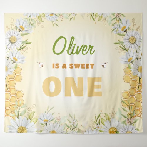 Sweet One Bumblebee 1st First Boy Birthday Party Tapestry