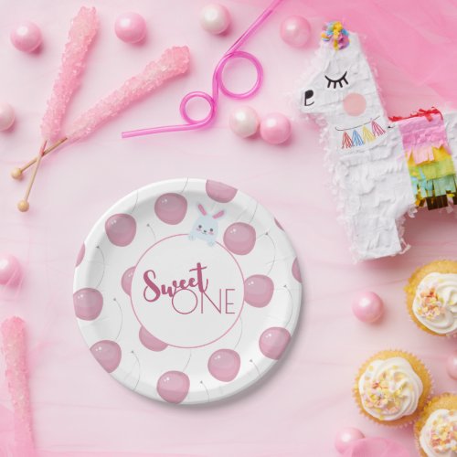 Sweet One Cherry Cake Bunny  Paper Plates