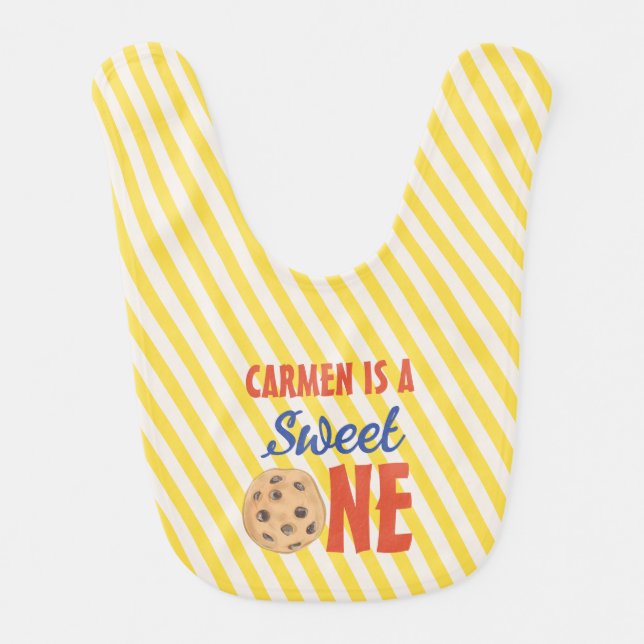 Sweet One Chocolate Chip Cookie Birthday Baby Bib (Front)