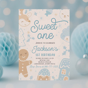 Sweet One Christmas Cookie 1st Birthday Party Invitation