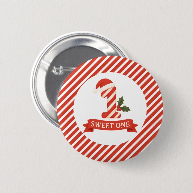 Sweet One Christmas First Birthday  Button (Front & Back)