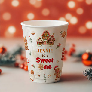 Sweet One Christmas Gingerbread House 1st Birthday Paper Cups