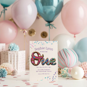 Sweet "One" Cookie Sprinkles Kids' 1st Birthday Invitation