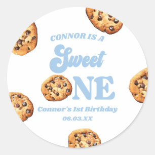 Sweet One Cookies and Milk 1st Birthday Party Classic Round Sticker
