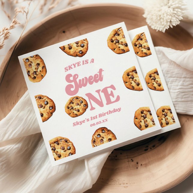 Sweet One Cookies and Milk 1st Birthday Party Napkins (Creator Uploaded)