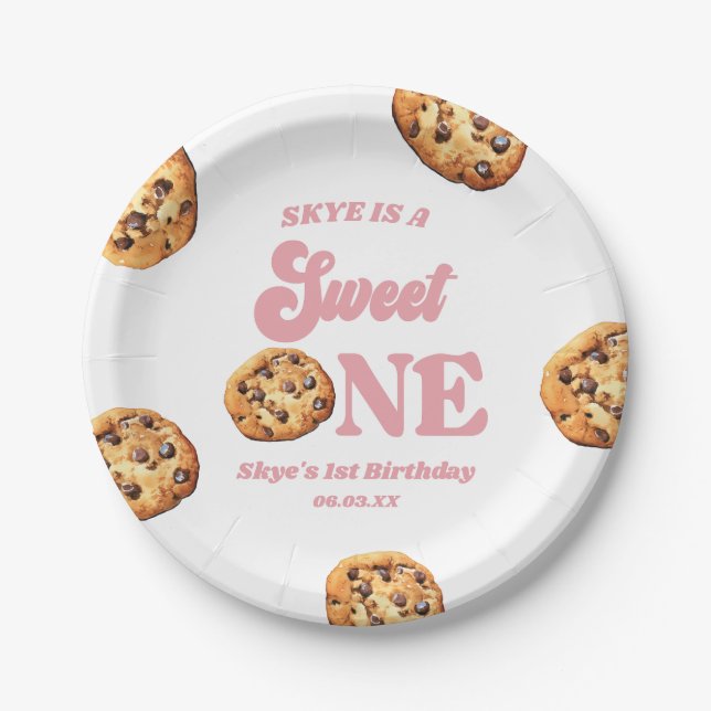 Sweet One Cookies and Milk 1st Birthday Party Paper Plates (Front)