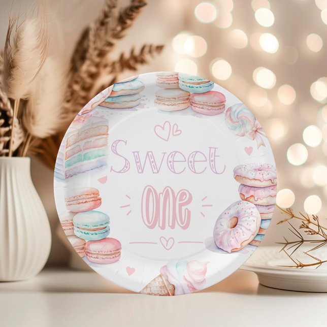 Sweet one cotton candy ice cream birthday paper plates (Creator Uploaded)