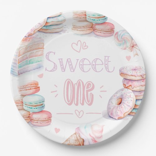 Sweet one cotton candy ice cream birthday paper plates