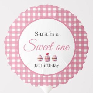 Sweet One Cupcake for 1st Birthday Girl Party  Balloon