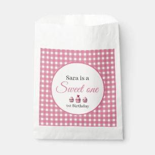 Sweet One Cupcake for 1st Birthday Girl Party Favor Bag