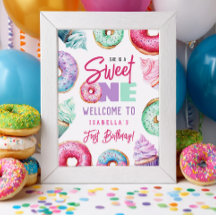 Sweet One Cute Doughnuts Girl 1st Birthday Welcome