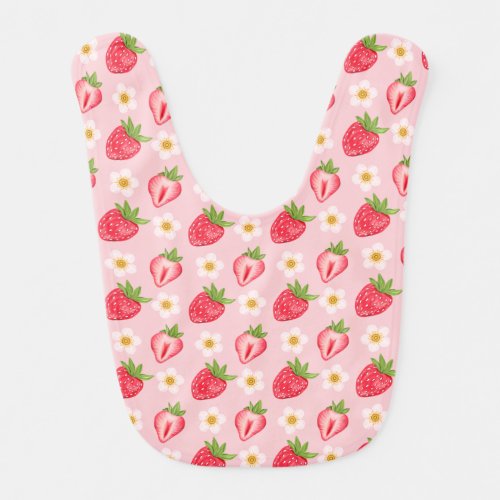 Sweet One Cute Strawberry Pattern Pink  Baby Bib