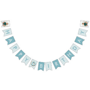 Sweet One Donut 1st Birthday Banner   Pastel Blue 