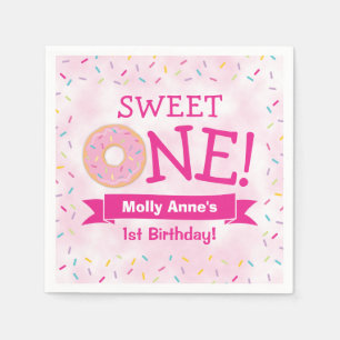 Sweet ONE Donut 1st Birthday Girl Pink Napkins
