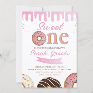 Sweet One Donut 1st Birthday Invitation