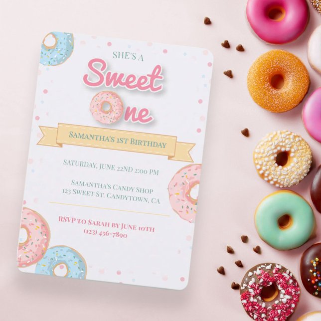 Sweet One Donut 1st Birthday  Invitation (Creator Uploaded)