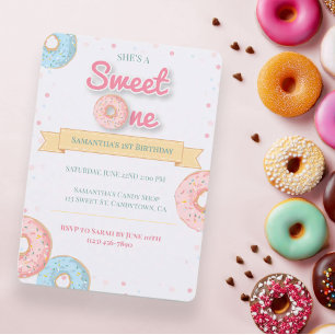 Sweet One Donut 1st Birthday  Invitation