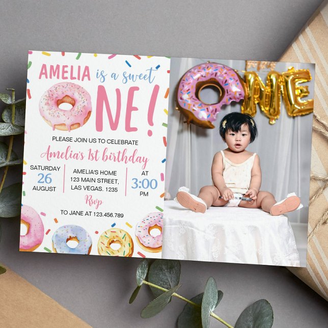 Sweet One Donut 1st Birthday Invitation (Creator Uploaded)