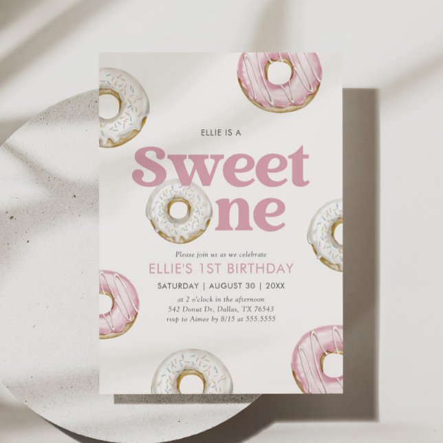 Sweet One Donut 1st Birthday Invitation (Creator Uploaded)