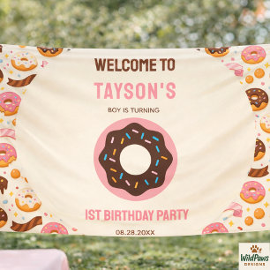 Sweet One Donut 1st Birthday Party   Cute Donut  Banner