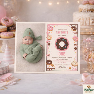 Sweet One Donut 1st Birthday Party   Cute Donut  Invitation