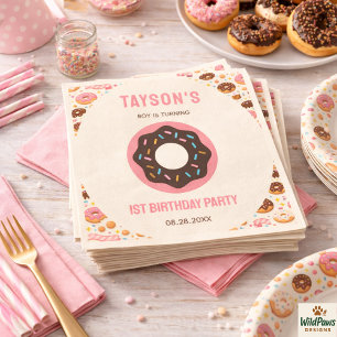 Sweet One Donut 1st Birthday Party   Cute Donut  Napkins
