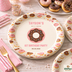 Sweet One Donut 1st Birthday Party Cute Donut Paper Plates